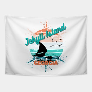 Jekyll Island Georgia Retro Vintage Sunset Tapestry