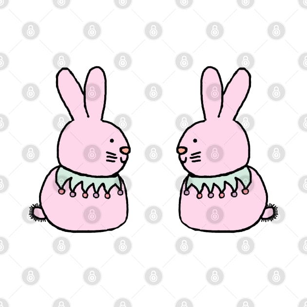 Pink Bunny Rabbit Duo by ellenhenryart