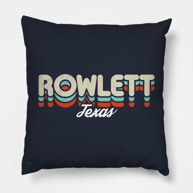 Retro Rowlett Texas Pillow by rojakdesigns