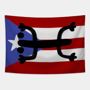 Puerto Rican Flag Frog Tapestry