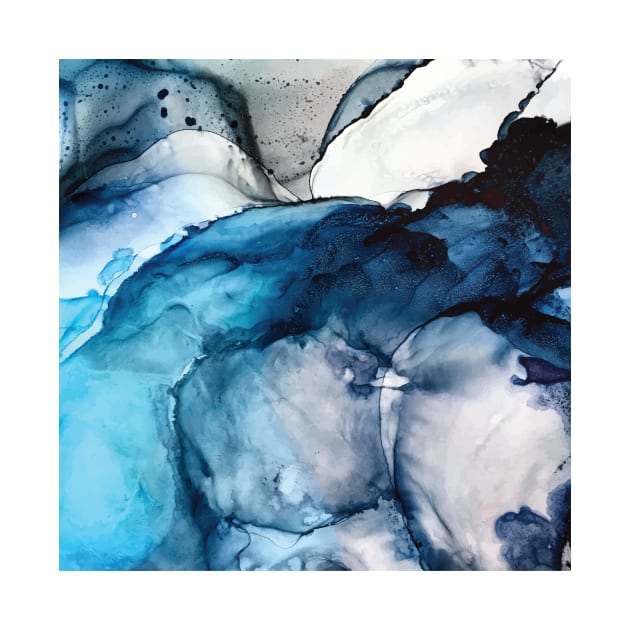 White Sand Blue Sea - alcohol ink painting by Elizabeth Karlson Art