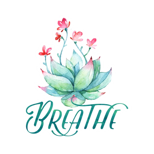 Watercolor succulent breathe yoga by SouthPrints