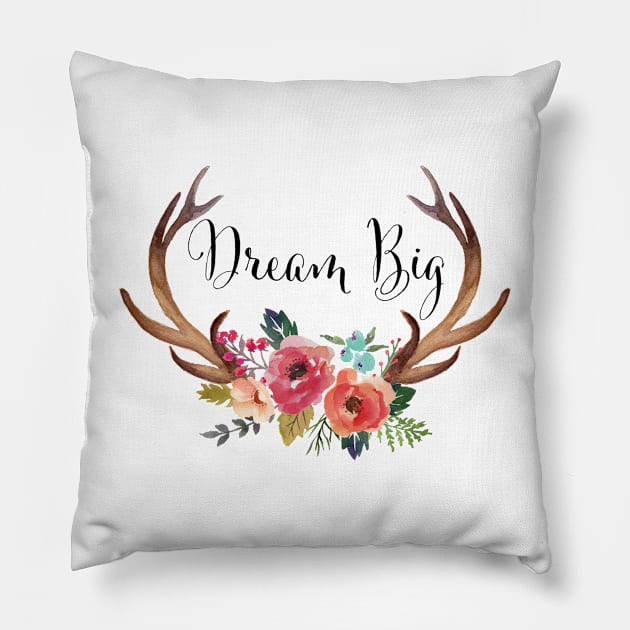 Dream Big Horns Pillow by AmyBrinkman