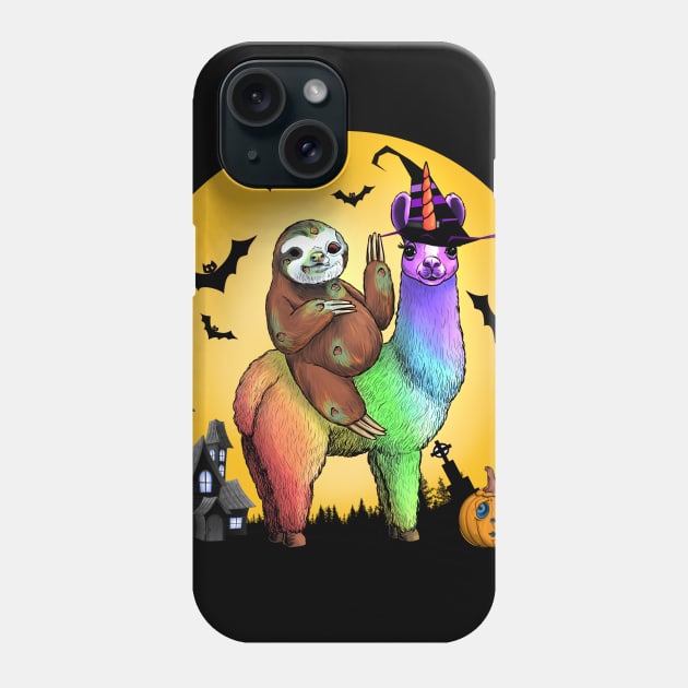 Zombie Sloth Riding Llama Unicorn Witch Phone Case by Jay Diloy