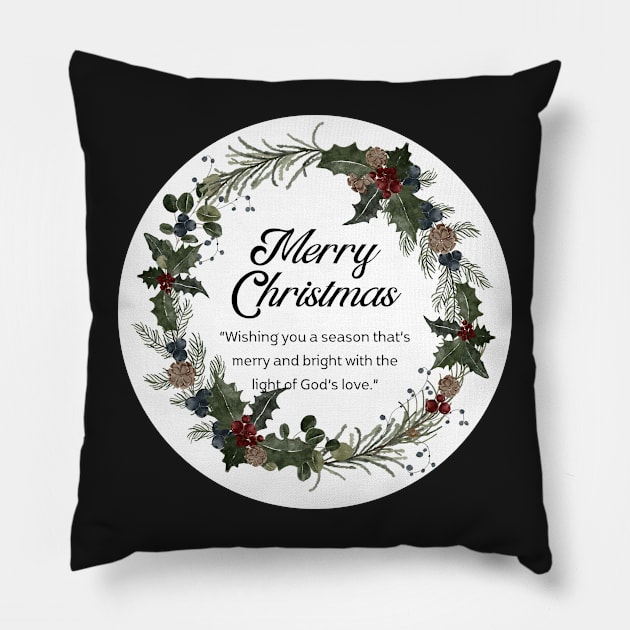 Merry Christmas Round Sticker 24 Pillow by LD-LailaDesign