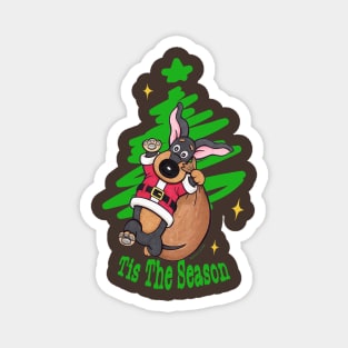 Cute Funny doxie Dog ready for the Dachshund Holidays on a dachshund  Tis The Season Christmas Doxie tee Magnet