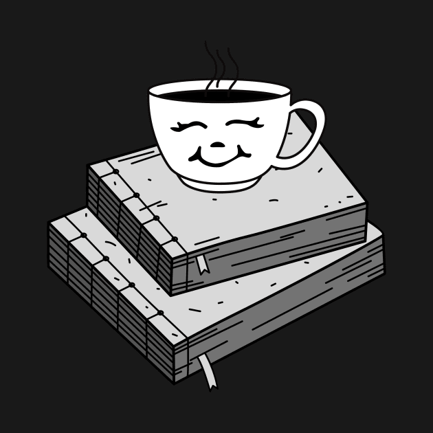 Cute Black and White Coffee Sitting on Books by A.P.