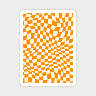 Retro Orange Checkerboard Magnet