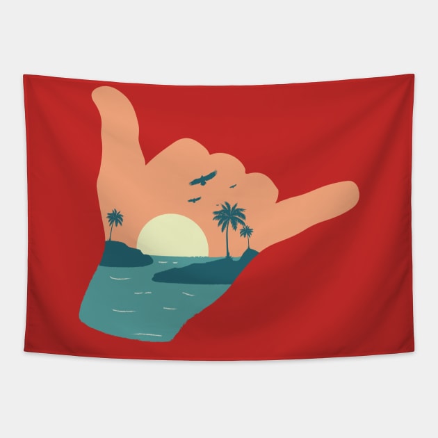 Shaka Hang Loose Beach Tapestry by Food in a Can