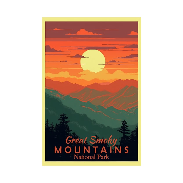 Great Smoky Mountains national park vintage travel poster by GreenMary Design