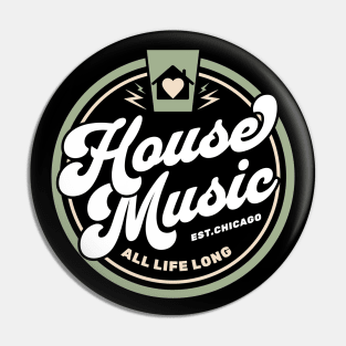 HOUSE MUSIC  - Circle Heart House (army/tan) Pin