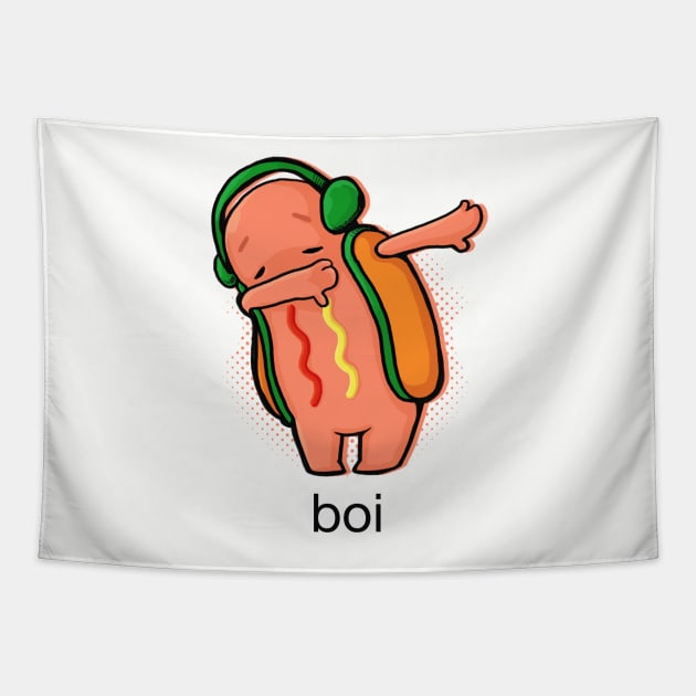 Dabbin Hot Dog Tapestry by mohymochi