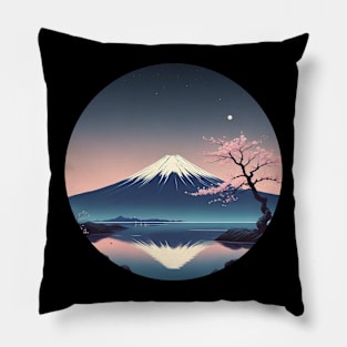 Abstract Fuji Night: Minimalist Moonlight T-shirt Pillow