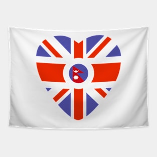 British Nepalese Multinational Patriot Flag (Heart) Tapestry