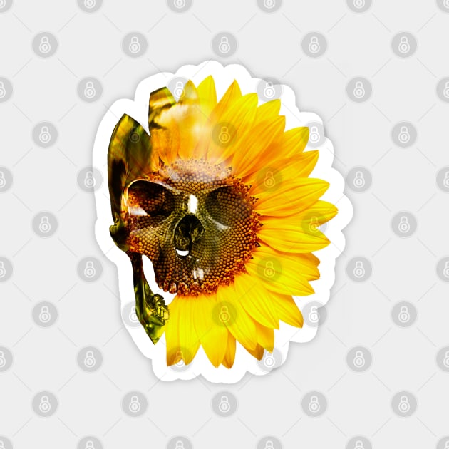 bizarre Skull with Sunflower Magnet by Hispaniola-Fineart