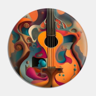 Surrealistic Guitar Abstract Landscape Pin