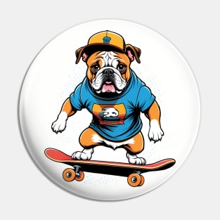 Bulldog on a Skateboard Pin