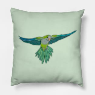 Flying quaker parrot with downy feathers Pillow