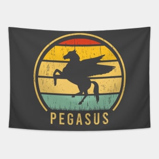 Pegasus Horse badge distressed retro sunset logo Tapestry