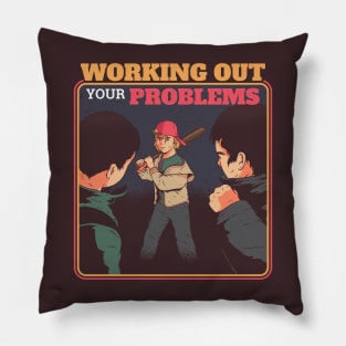 Working Out Your Problems // Funny Retro Children's Instructional Parody Pillow