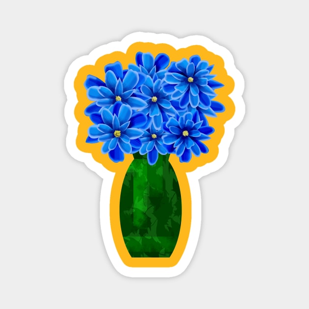 Vase of Blue Flowers Magnet by Scratch