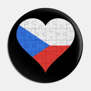 Czech Jigsaw Puzzle Heart Design - Gift for Czech With Czech Republic Roots Pin