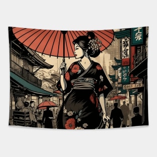 Ukiyo-e Lady: Strolling Through the Market Tapestry