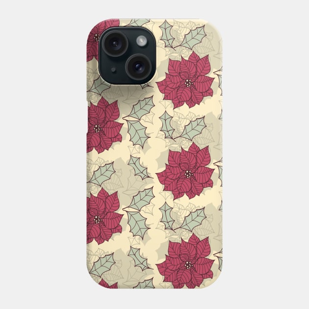 Poinsettia Christmas pattern design Phone Case by katerinamk