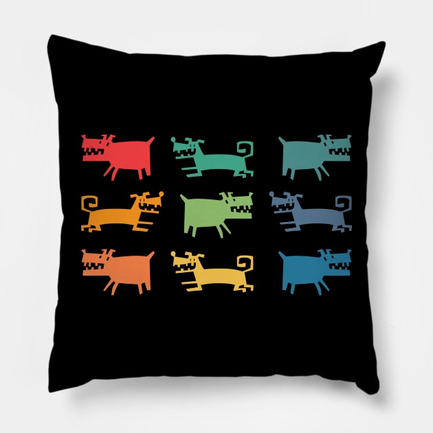 Crazy doggy pattern Pillow by PrintSoulDesigns