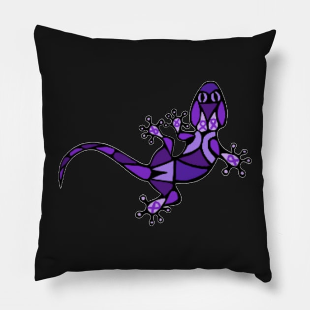 Purple Awareness Ribbon Gecko Mandala Pillow by CaitlynConnor