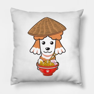 Funny Poodle Eating Noodles Pillow