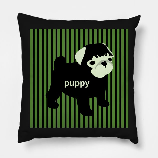 green puppy,bulldog Pillow by zzzozzo