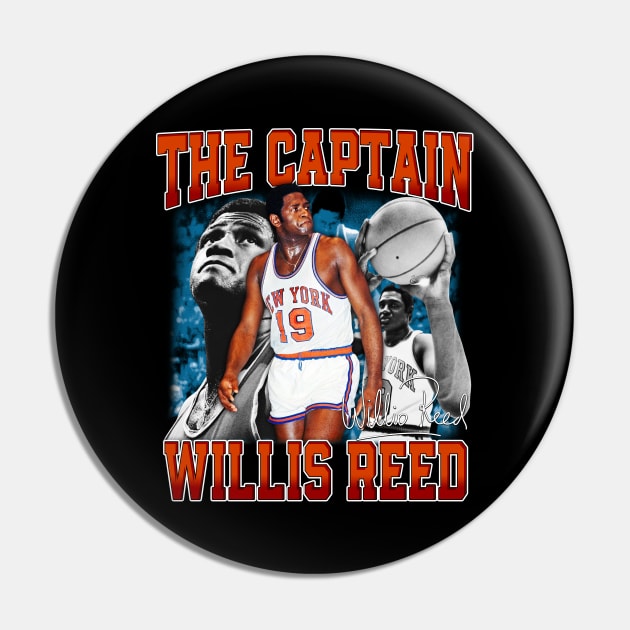 Willis Reed The Captain Basketball Legend Signature Vintage Retro 80s 90s Bootleg Rap Style Pin by CarDE