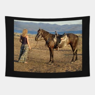 A Horse and Her Girl Tapestry