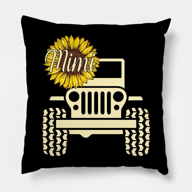 Jeep Sunflower Jeep Mimi Jeep Women Pillow by Jane Sky