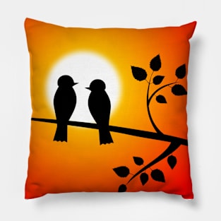 Two birds watching the sunset Pillow