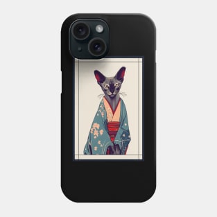 Oriental Shorthair cat Japanese with kimono vintage Phone Case