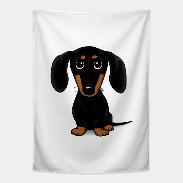 Cute Wiener Dog | Black and Tan Dachshund Tapestry by Coffee Squirrel