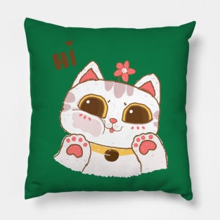 cute cat say hi Pillow