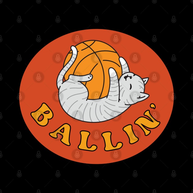 Gray Tabby Kitty Cat Basketball Ballin' by Flourescent Flamingo