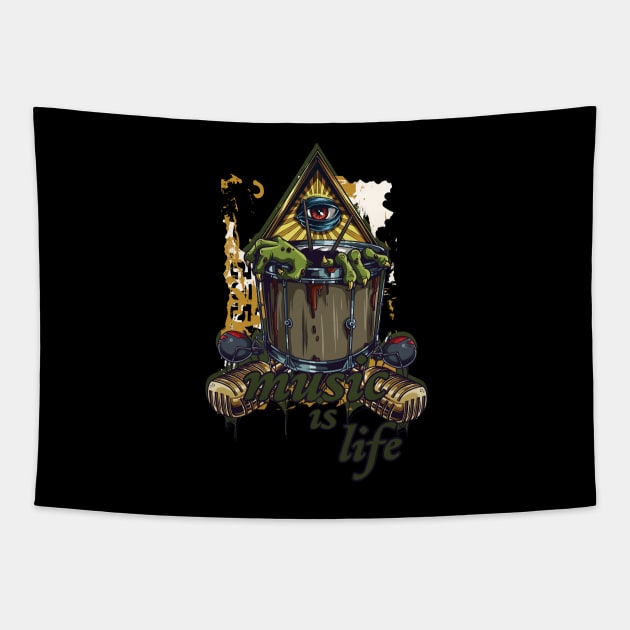 music is life Tapestry by Dark Planet Tees