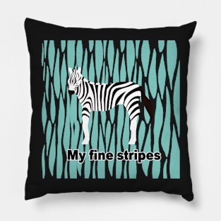 fine stripes,zebra,GREEN Pillow