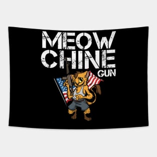 2nd Amendment Patriotic Gun Owner Cat American Flag Rifle Tapestry