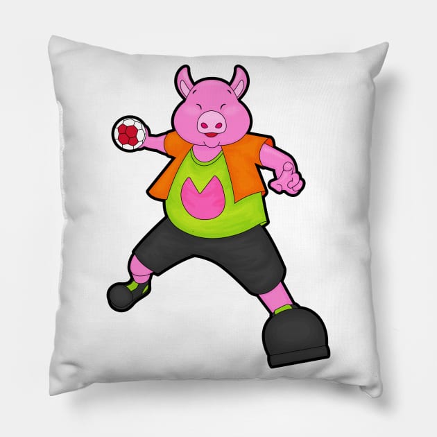 Pig at Handball player with Handball Pillow by Markus Schnabel