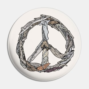 Driftwood Peace Sign Pin