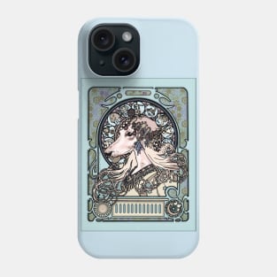 Gorgeous Saluki Art in blue/black By Mucha/Watson. An adaptation of an original Mucha Illustration. Phone Case