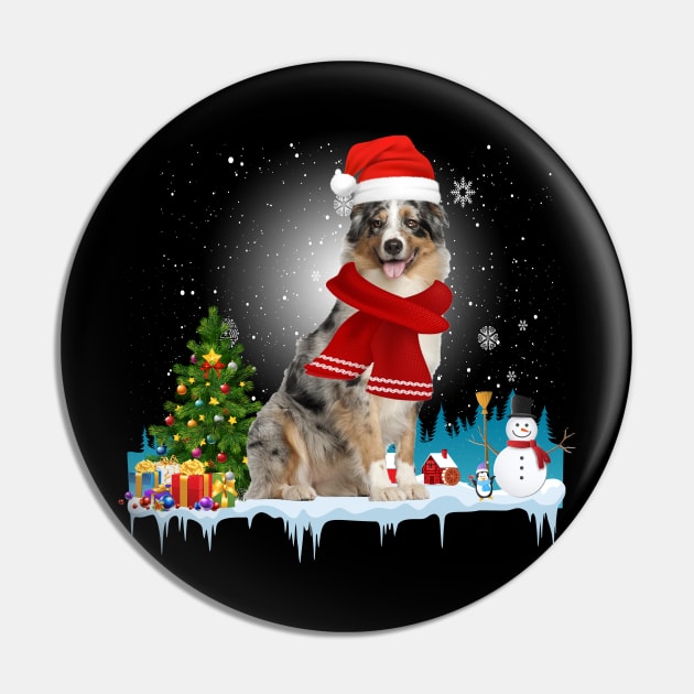 Funny Australian Shepherd Christmas T-shirt Pin by CoolTees