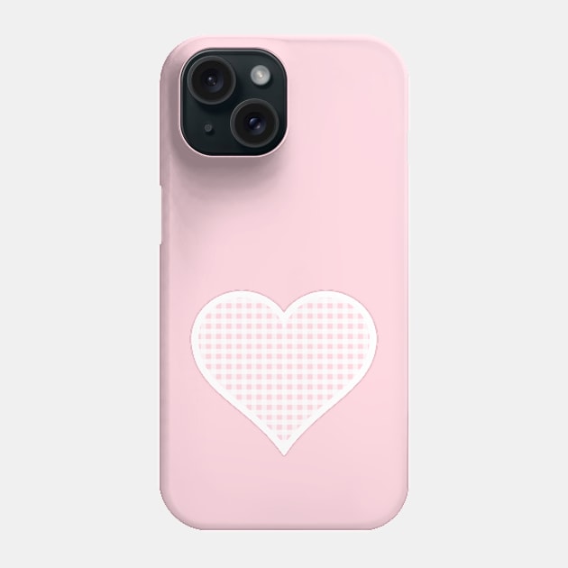 Millennial Pink and White Gingham Heart Phone Case by bumblefuzzies