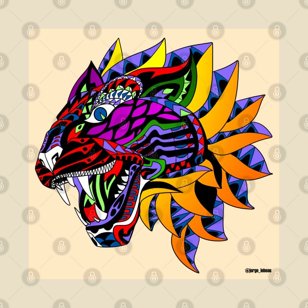 tiger mask in mandala pattern ecopop by jorge_lebeau