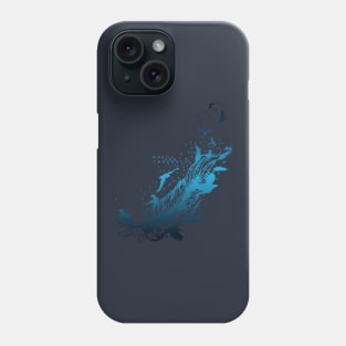 Blue feather with birds and letters Phone Case